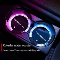 luminous car water cup coaster holder 7 colorful usb charging car led atmosphere light for jeep commander auto accessories