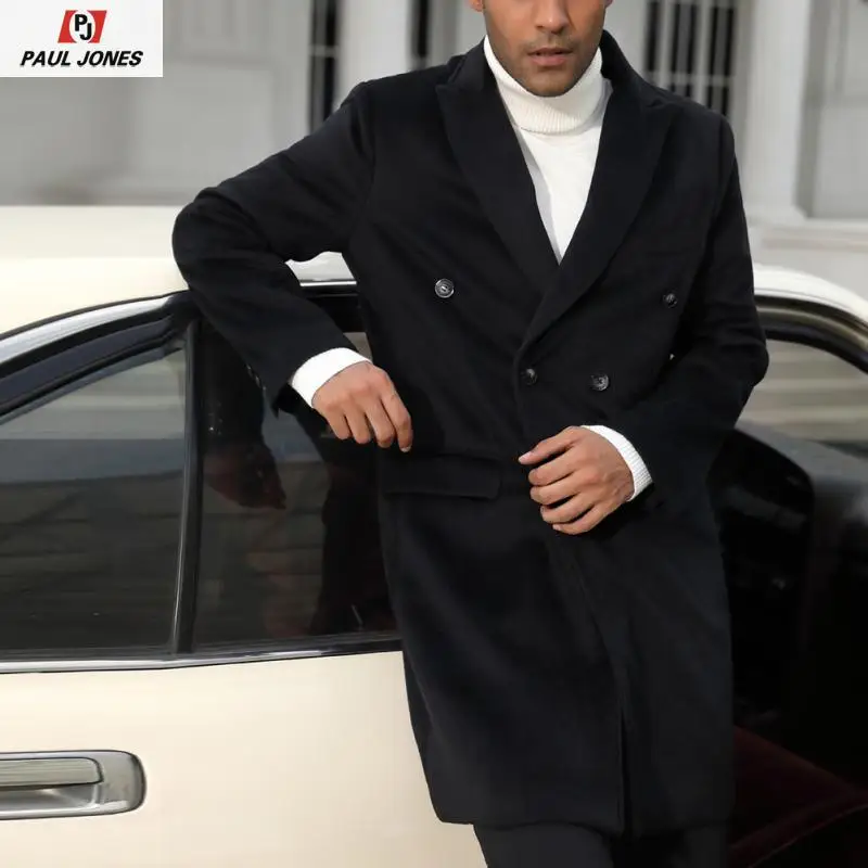 Мужские шерстяные двубортные пальто PAUL JONES Тренч с отворотами стильные зимние