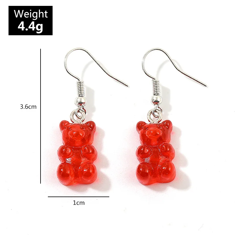

Fashion creative candy color resin bear earrings Fun earrings for women Fashion babygirl Color bear earring jewelry 11 color