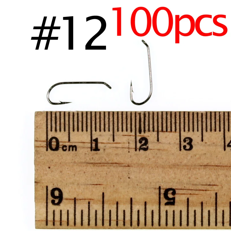 100pcs size 12 Bimoo 100 шт.#8#12#20 сухие мухобойные крючки Япония сильные и острые сухие мухобойные крючки для привязывания черного никеля для ловли форели - Цвет: 100pcs size 12