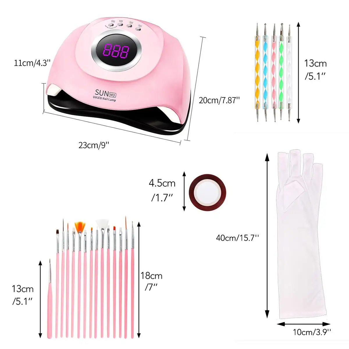

180W Portable USB Nail Dryer 45 LED UV Nail Dryers Timing Setting Gel Polish Curing LED Lamp With Nail kit and Nail Lamp Glove