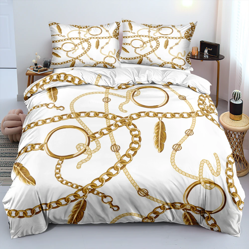 

3D Luxury Baroque Bedding Set Golden Locks Duvet Cover Sets Pillowcases Comforter Case Twin Queen King Bed Linen Home Textile