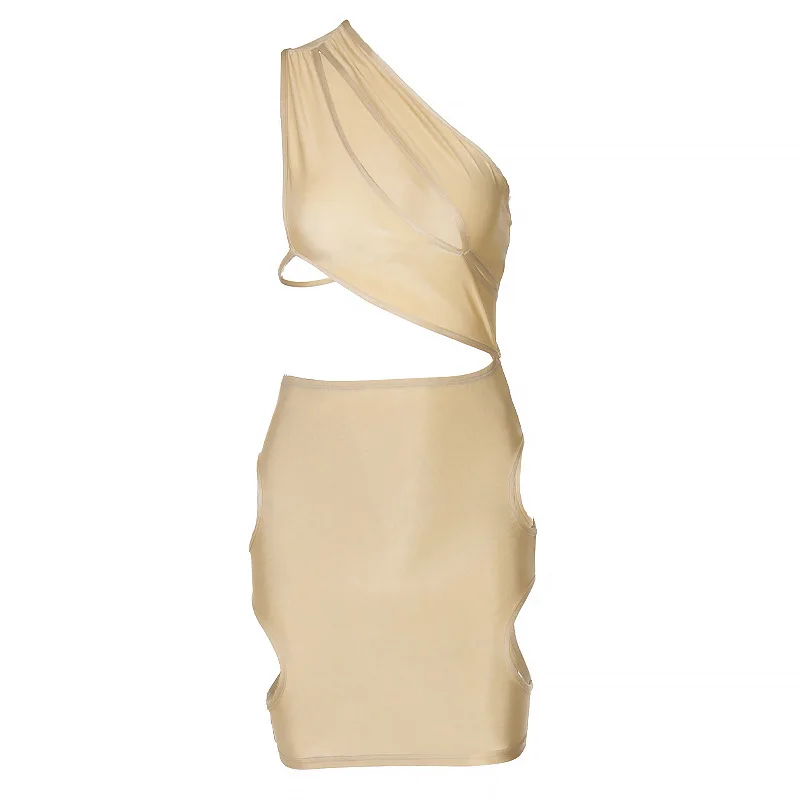 

LUCKYFRIDAYF Sexy Side Hollow One Shoulder Halter Women Mini Dresses Vestidos De Verano Vetement Femme Bodycon Dress Clothes S-L