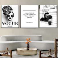 fashion flower woman poster and print quotes wall art canvas painting black white vogue pictures for living room home dec