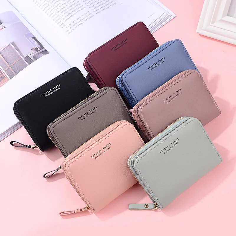 

New Women Wallet Many Departments Card Holder Foldable Ladies Small Purse Zipper Card Case High Quality Female Wallets