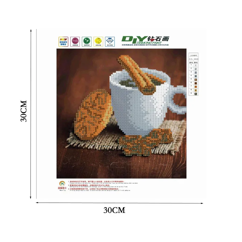 5D алмазная вышивка кофе крестиком мозаика для творчества домашний декор 30 см *