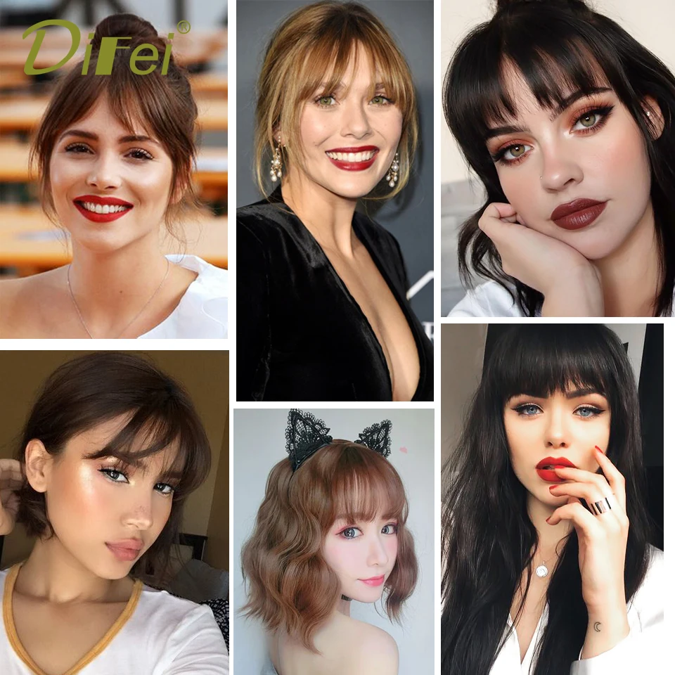 DIFEI Air Bangs Clips In Hair Extension Synthetic Fake Fringes Natural Black Brown Invisible Bang Hairpiece Accessories For Girl images - 6