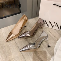 pumps pointed stiletto high heels gold silver simple patent leather sexy slip on womens shoes fashion elegant dress work shoes