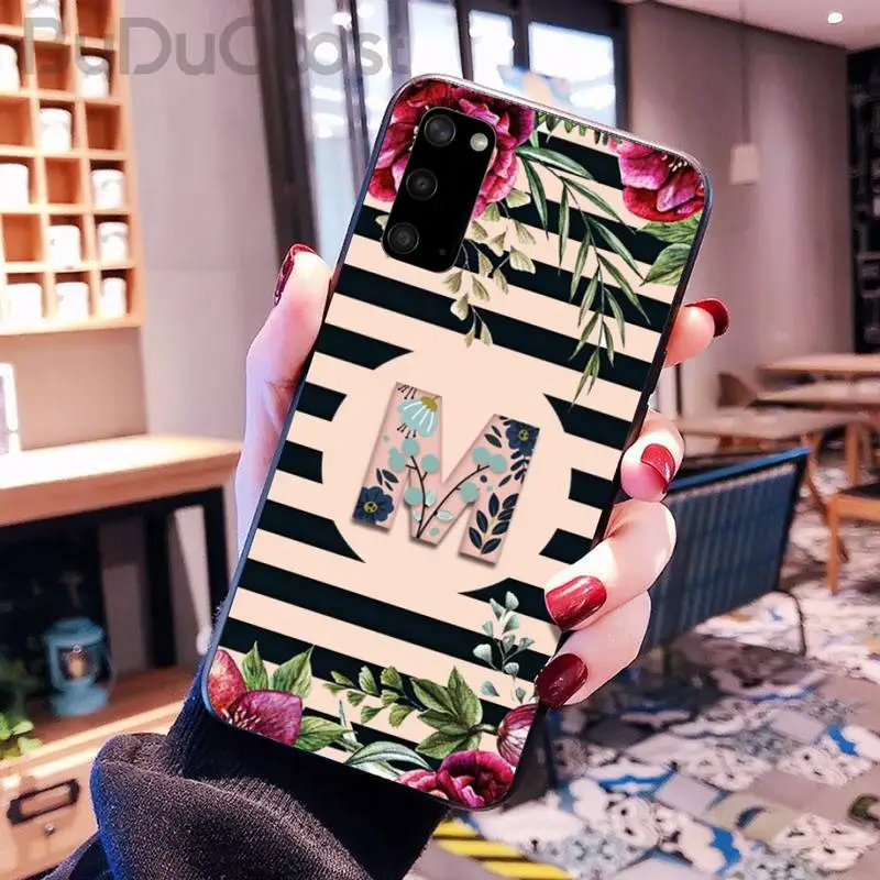 

Pink Letter Alphabet Flowers Floral Phone Case For Samsung Galaxy S10 Plus S10E S6 S7 Edge S8 S9 Plus S10lite S20 Plus S20 Ultra