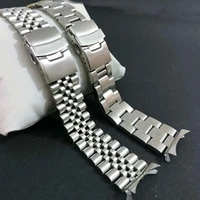 20 22mm stainless steel watchband curved end strap fold buckle clasp wrist belt bracelet silver for seiko watch accessories