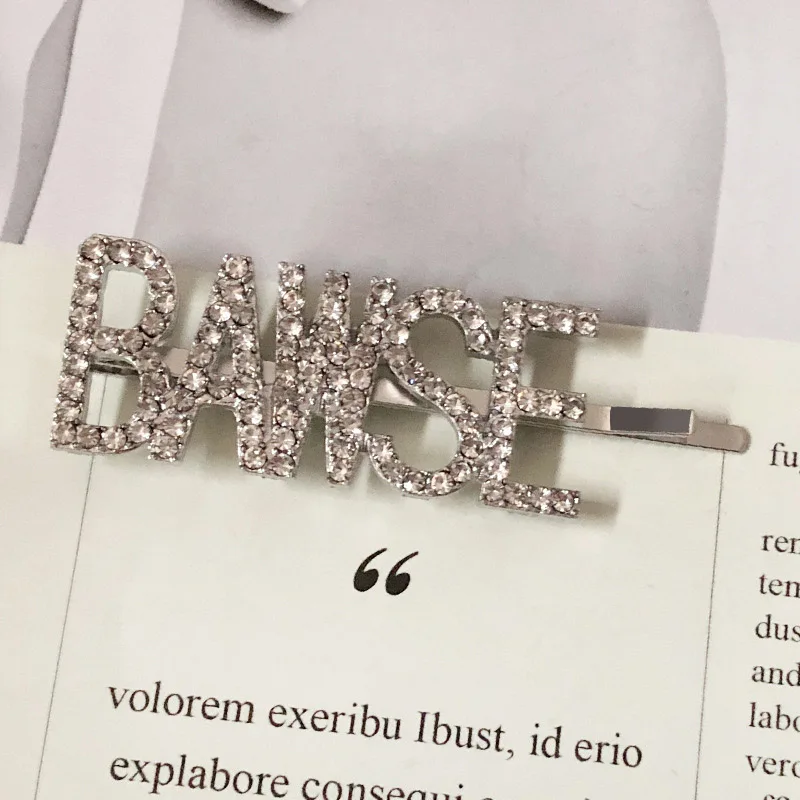 BAWSE-Silver 1 шт. есть/нашли буквы из кристаллов, стразы, заколки для волос, металлическая шпилька, заколки для волос, заколки для волос, аксессуары для укладки волос, ювелирные изделия - Цвет: BAWSE-Silver