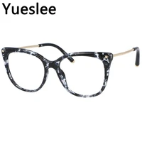 45818 plastic titanium round anti blue light cat eye glasses frame men women optical fashion computer eyeglasses