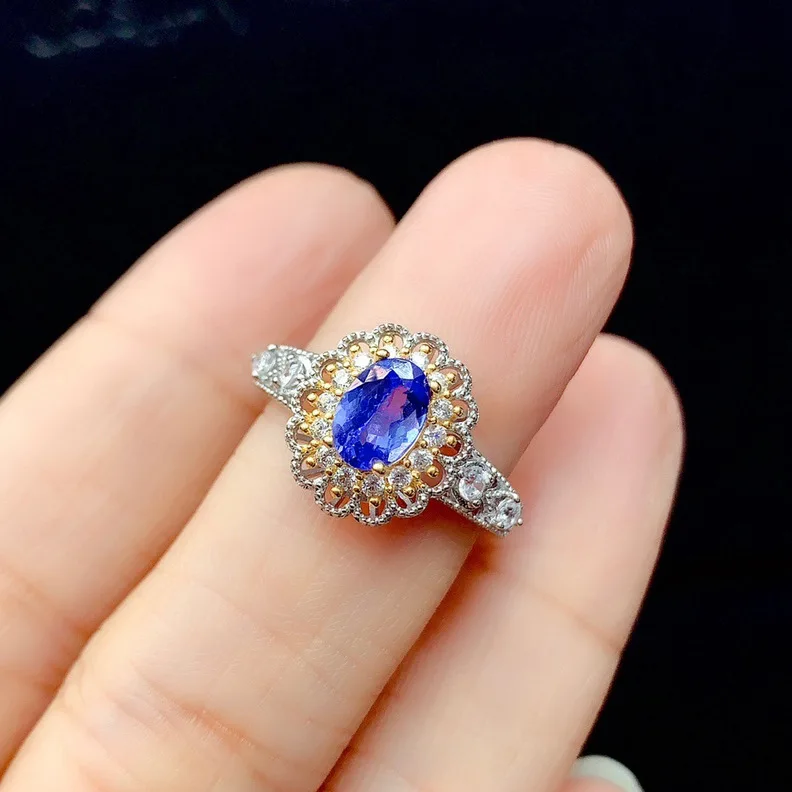

New Trendy Princess Crystal Engagement Design S925 Rings for Women Blue Gemstone Elegant Rings Female Wedding Jewelry Gifts