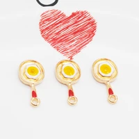 10pcslot new egg in mini coloful pan shape cute little enamel alloy pendant charms diy jewelry accessories 12 525 5mm