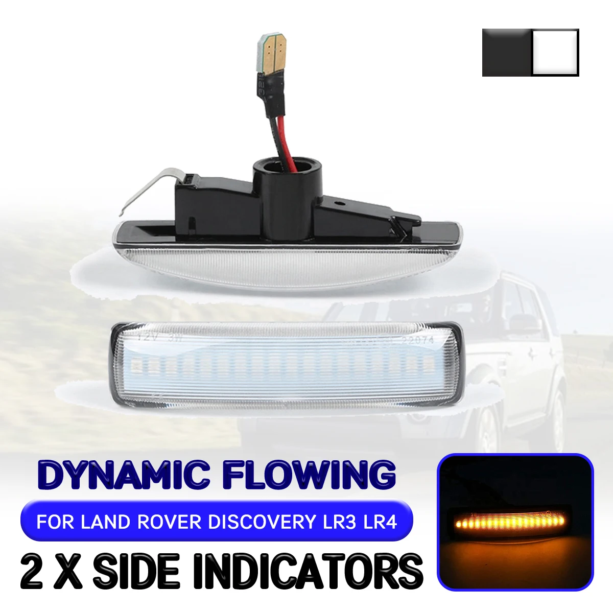 

Светодиодный динамический Боковой габаритный фонарь светильник течет поворотов светильник лампа для Land Rover Discovery 3,4 для Freelander 2 для Range Rover ...