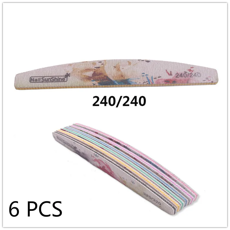 6 PCS 240 1/6 шт. деревянные для ногтей файлы для маникюра Цвет цветок прочная широкая шлифование наждачной бумагой, пилочкой для ногтей, буфами полировка ногти инструмент по уходу за ногами - Цвет: 6 PCS 240