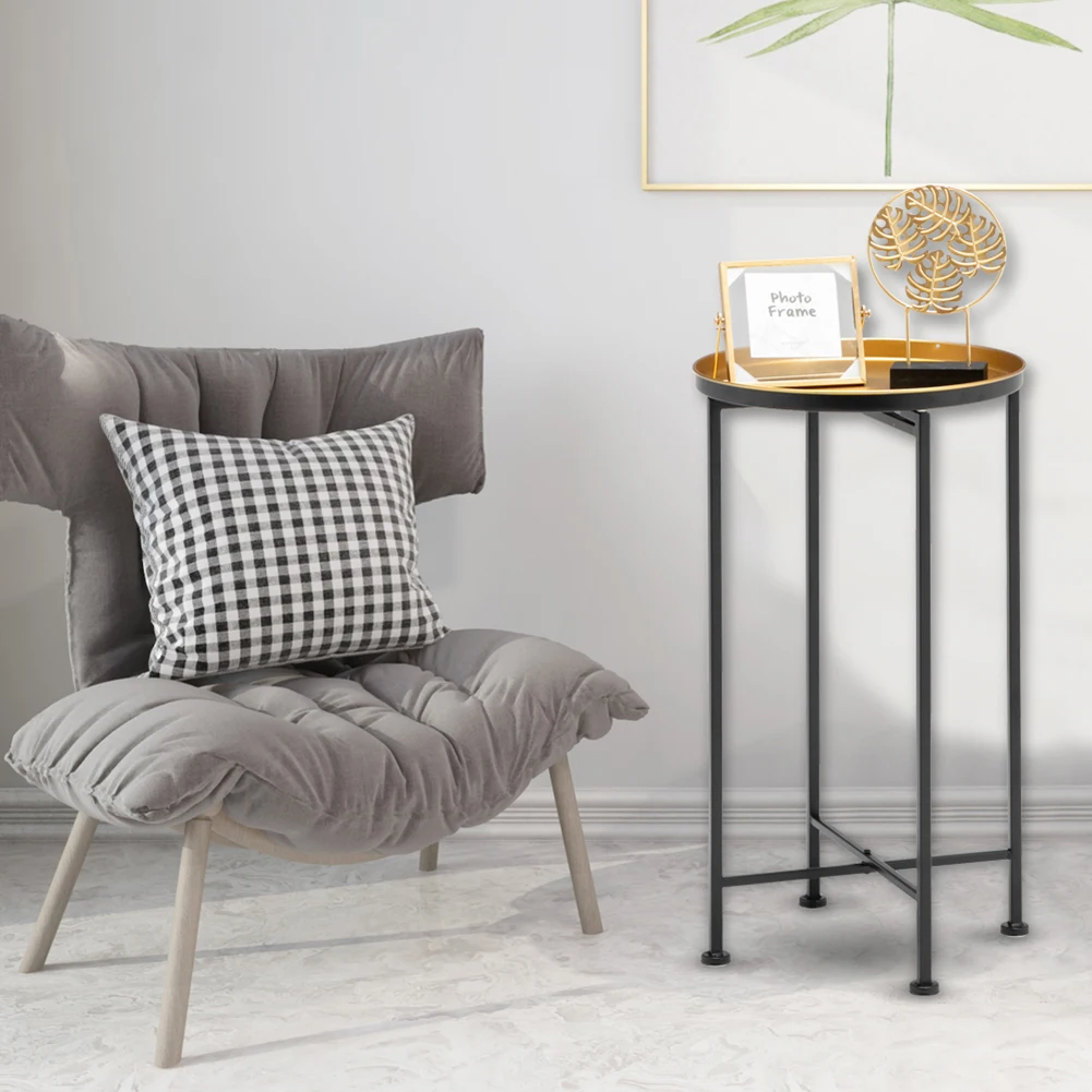 

Metal End Tables Modern Simple Bedside Table Europe Sofa Sofa Side Table Small Coffee Corner Table Living Table Black & Golden