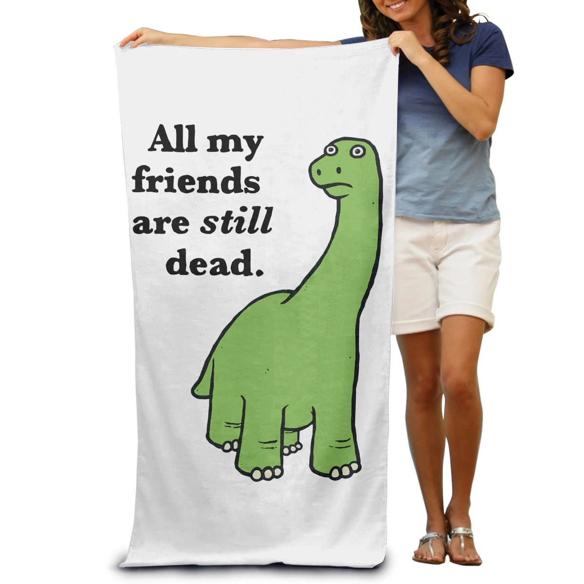 

All My Friends Are Dead Dinosaur Towel Surf Beach Wetsuit Bath Watersports Activities Adults Men Women Swimming Resort Gym Sport