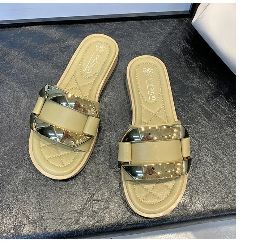 

Women Sexy Dress Slippers 2021 Summer Luxury Designers Flat Slides Fashion Casual Shoes Woman Open Toe Flip Flops Ladies Outdoor