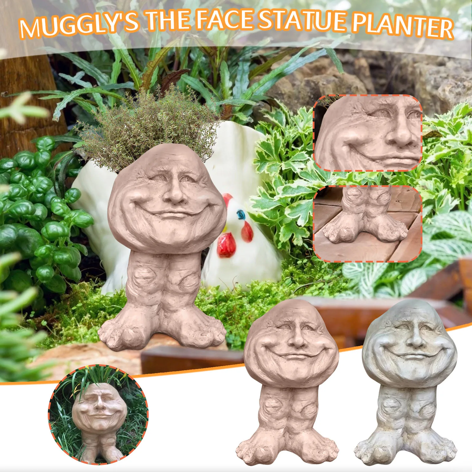 Цветочный горшок Homestyles старинная белая сердитая бабушка горшка смешное лицо