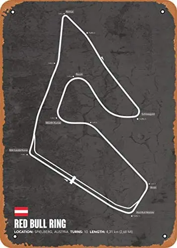 

Vintage Look Metal Sign Motorsport Circuits Red Bull Ring 8"X12" Tin Plate Wall Decor