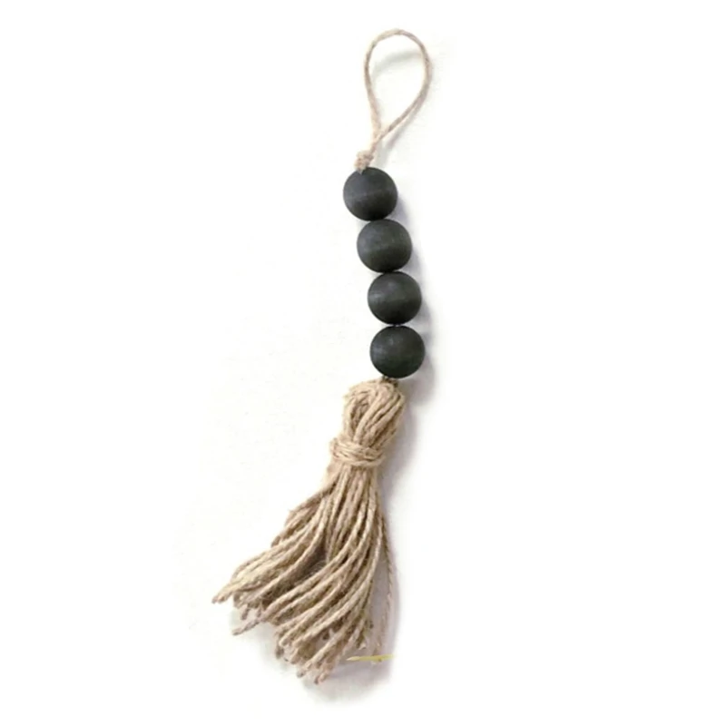 

1 Pc Tassel Farmhouse Beads Closet Door Handle Decoration Natural Wooden Bead Wedding Vase Ornament Home Decoration