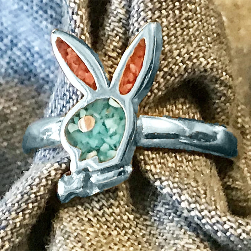 

New Cartoon Animal Rabbit Ring Dripping Oil Retro Simple Rabbit Rings For Women Girls Fashion Jewelry Gift Wholesale