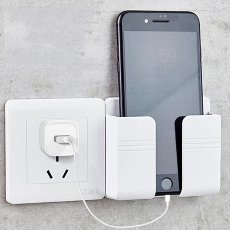 

Wall Mounted Organizer Storage Box Remote Control Mounted Mobile Phone Plug Wall Holder Charging Multifunction Holder Stand