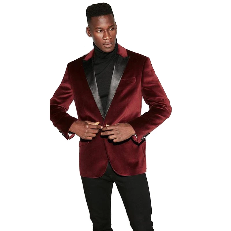 Бархатные Свадебные смокинги одежда для жениха черный блейзер с заостренным