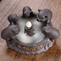 fuqi pig backflow incense burner auspicious ceramic crafts mascot for home decor figurines miniatures best for gift new year