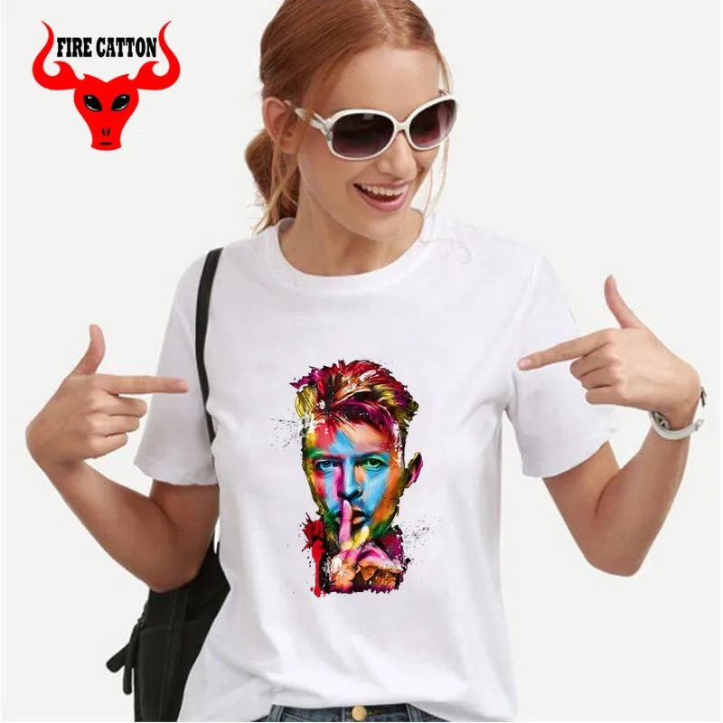 Camiseta звездная футболка с Дэвидом женская изображением Боуи рок Женская Модная
