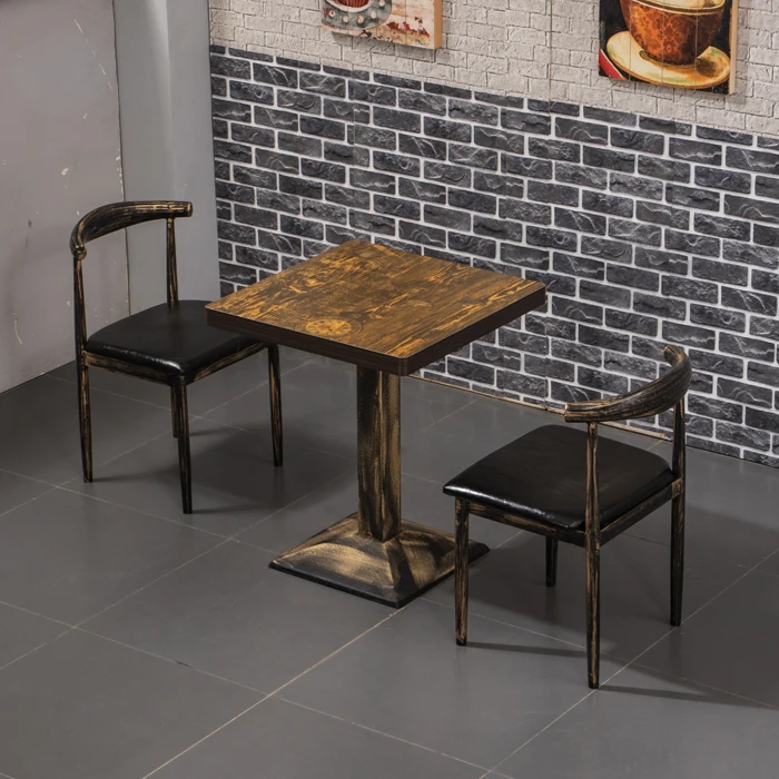 

Retro simple snack bar fast dining table and chair combination hot pot table and chair barbecue restaurant economy noodle restau