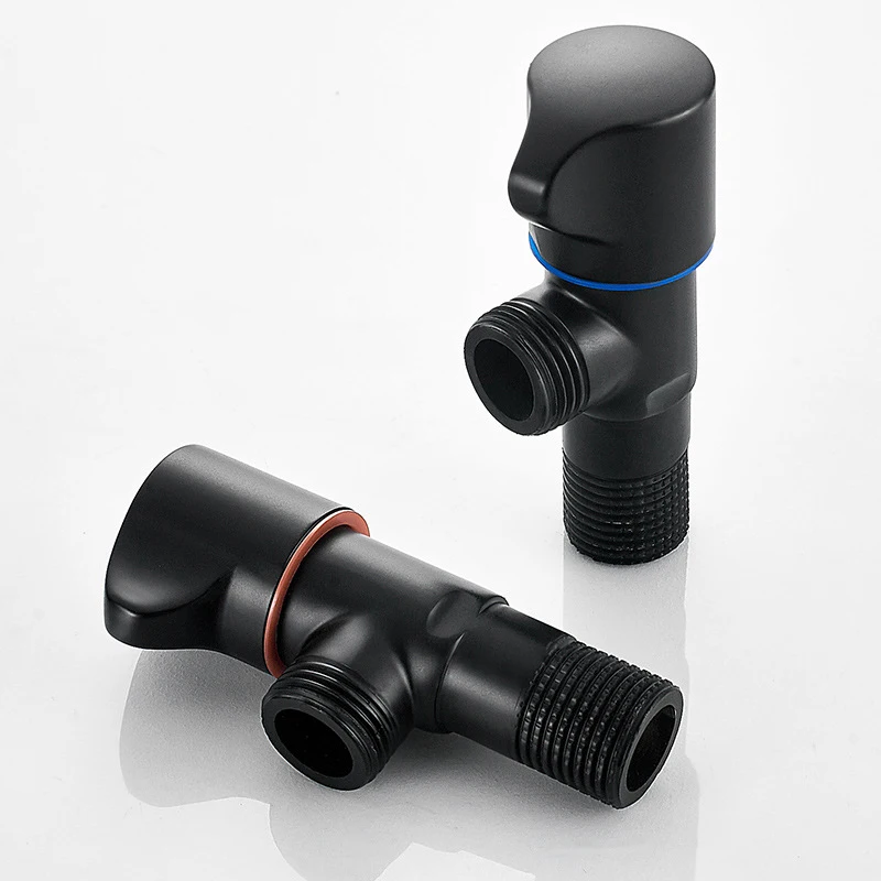 

Angle Valve Copper Black Bathroom Filling Valves Toilet Cold and Hot Water Stop Valve Deck Mounted for Kitchen Bath Toilet Sink