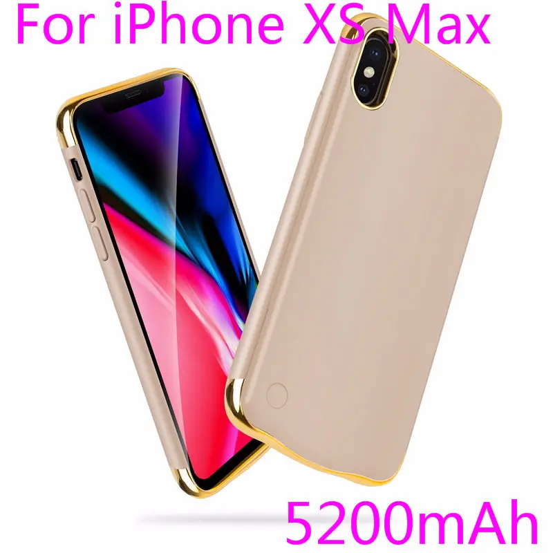 Для iPhone X XS зарядный чехол Капа тонкий обшивка противоударный чехол для зарядного устройства для iPhone XR XS Max перезаряжаемый внешний аккумулятор - Цвет: IXS Max-Gold