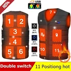 Жилет с подогревом 11 зон, куртки с подогревом для мужчин и женщин, зимняя уличная спортивная одежда, термопальто с подогревом USB, теплый жилет с подогревом для катания на лыжах и кемпинга