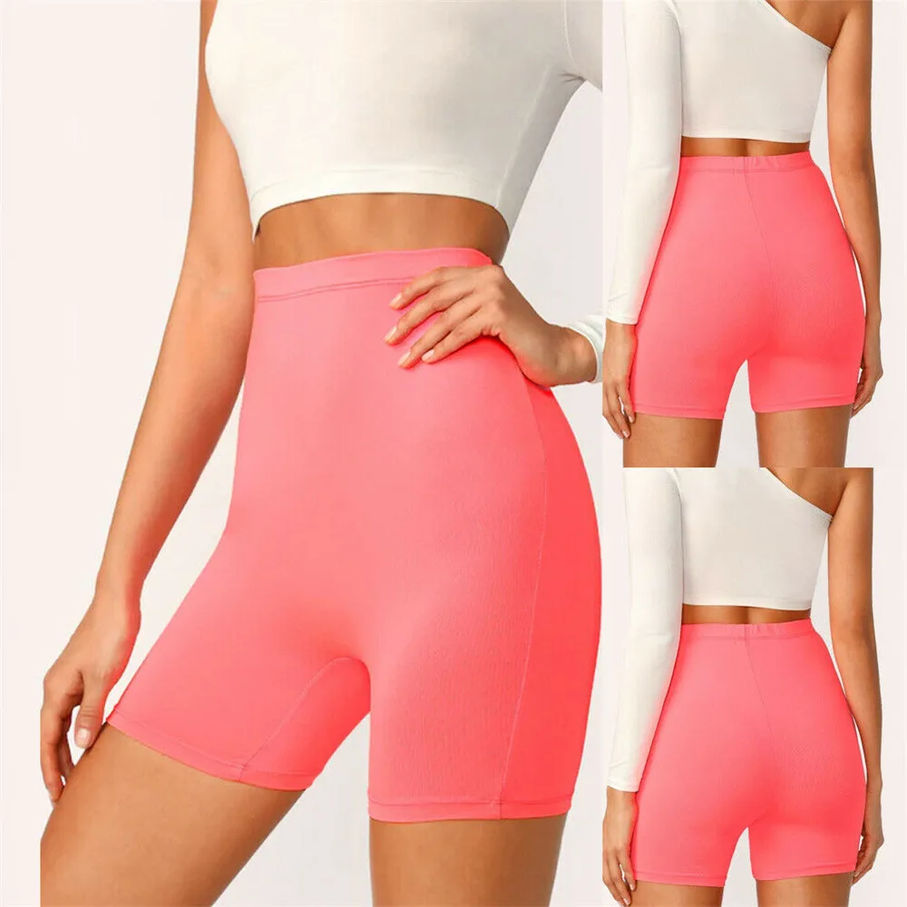 

Women Summer High Waist Shorts Solid elastic Gym Cycling Biker Shorts 2020 Hot Sport Yoga Fitness Shorts 5 Colors