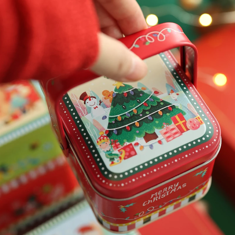 НОВАЯ РОЖДЕСТВЕНСКАЯ маленькая прямоугольная жестяная коробка-раскладушка