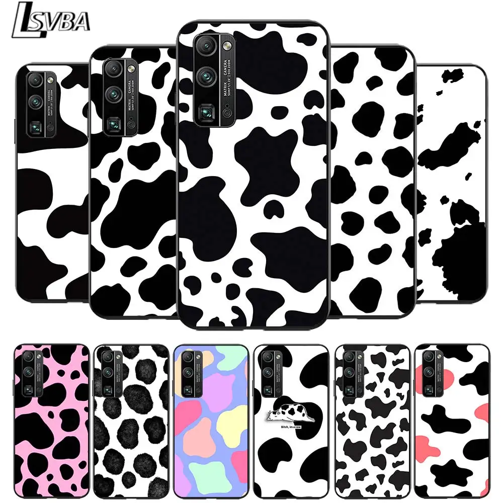 

White Black Pink Cow for Huawei Honor V30 20 Pro 20 10i X10 9S 9A 9C 9X 8X 10 9 Lite 8A 7C 7A Pro Black Phone Case