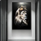 Современные животные искусство Лев с короной картины на холсте постеры и принты настенные художественные картины для гостиной Декор куоры (без рамки)