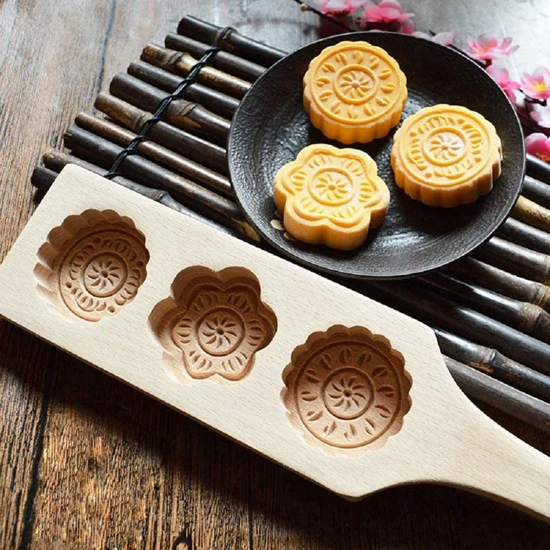 Форма цветка MoonCake прессформа деревянная ручная форма выпечки для маффина Mooncake