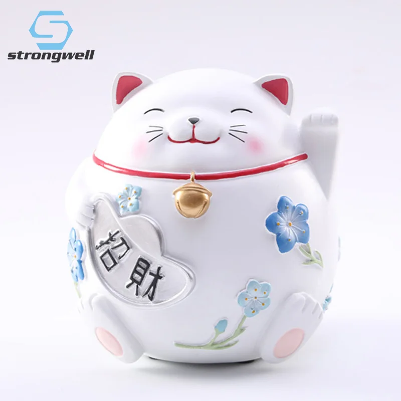 Strongwell счастливая кошка копилка из смолы поделки декор для рабочего стола