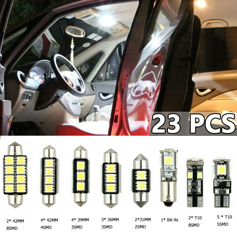 

New 23Pcs LED Canbus Car Interior Inside Light Set Dome Trunk Map License Plate Lamp Bulb For Car