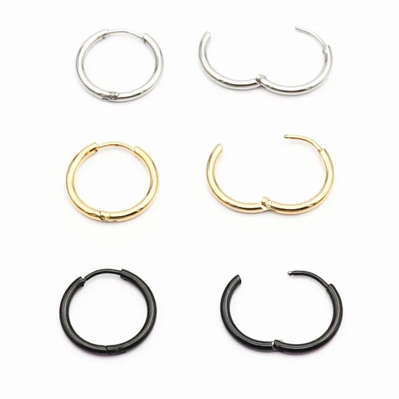

2Pcs Europe and The United States Stainless Steel Allergy Free Metal Circle Contracted Fashion Earrings Titanium Steel Jewelry