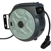50 Feet Retractable Extension Cord Reel Ceiling Wall Mount SJT 14 AWG 3C 40 Inch Lead-in Supply Cord 3 Electrical Outlets