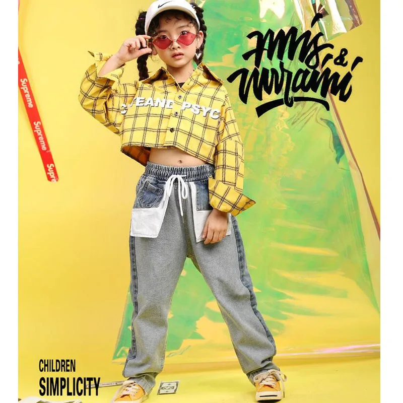 Детская одежда для бальных танцев в стиле хип-хоп кофта с капюшоном джинсовое