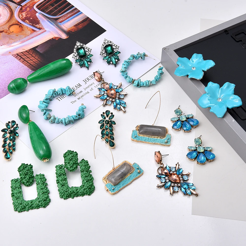 Женские Висячие серьги Ztech зеленые металлические висячие с геометрическим