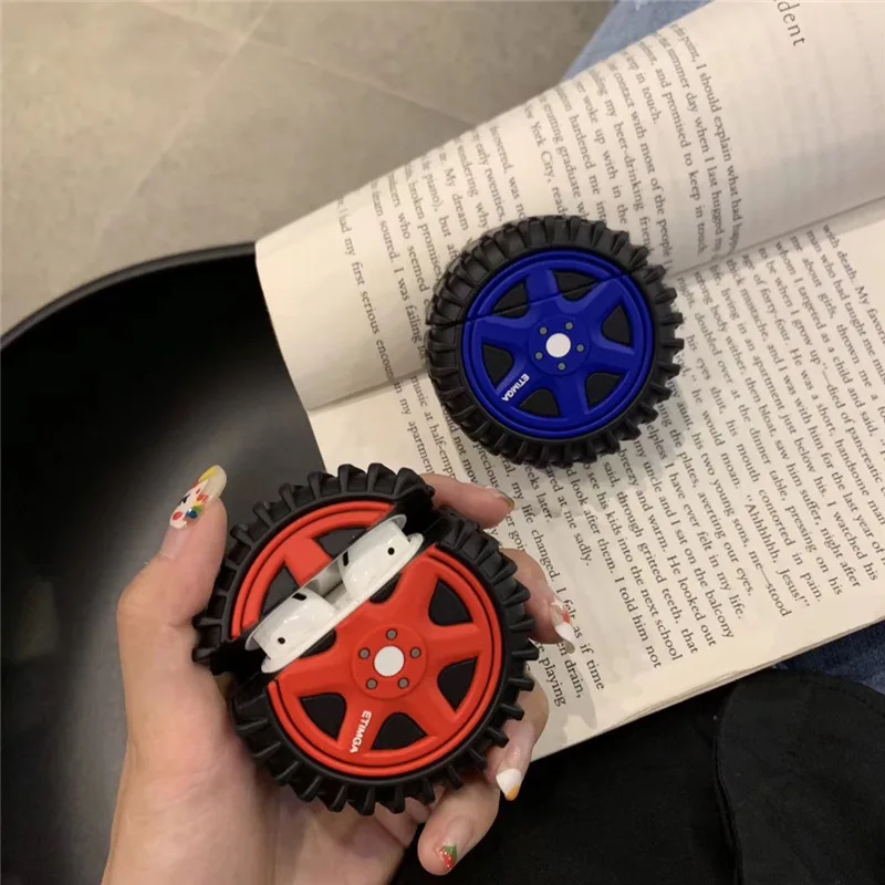 

3D Car Wheel for Airpods 12 Case for AirPods 12 Silicone Shockproof Bluetooth Wireless Protective Cover Charging Box Accessories