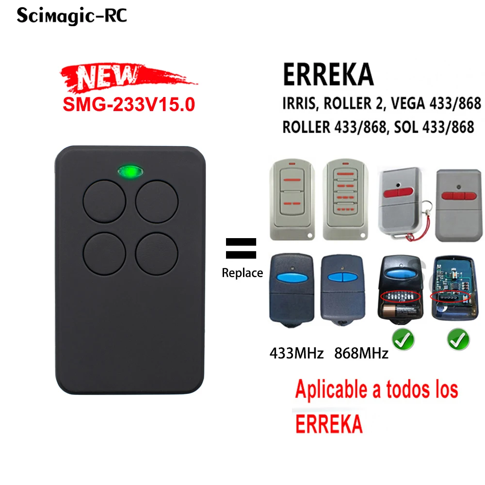 

ERREKA IRRIS ROLLER 2 Garage Remote Control 433mhz ERREKA 868mhz 433.92mhz Fixed Rolling code Transmitter Clone