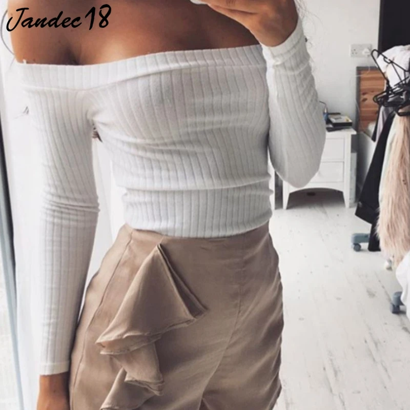 Эластичная Сексуальная трикотажная футболка с длинным рукавом тонкая