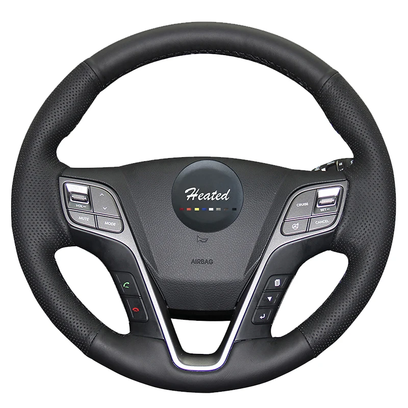 Чехол на руль для Hyundai Santa Нескользящая дышащая кожаная оплетка из микрофибры